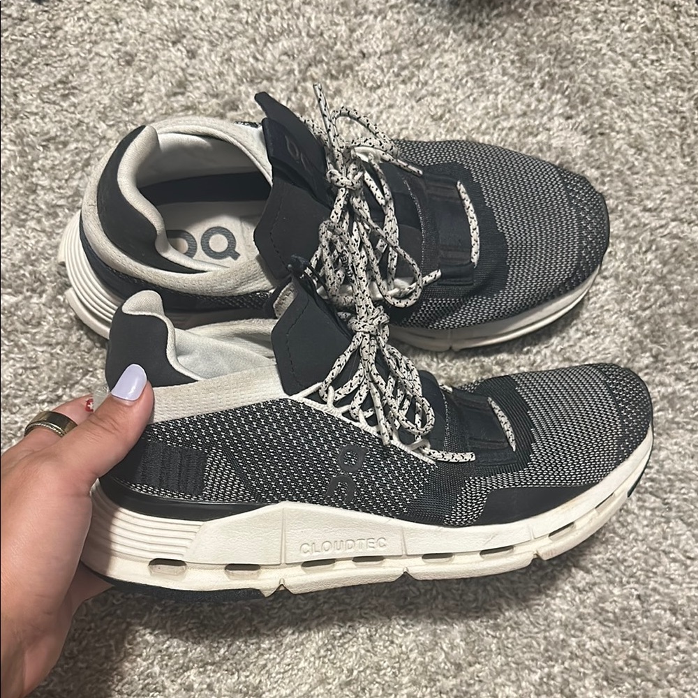 On Running Black and White Sneakers Sporty Design
